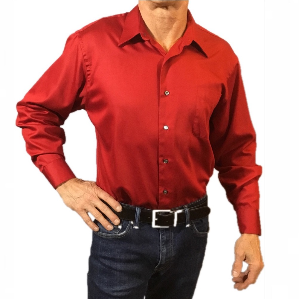 Geoffrey Beene red long sleeve button down 💋